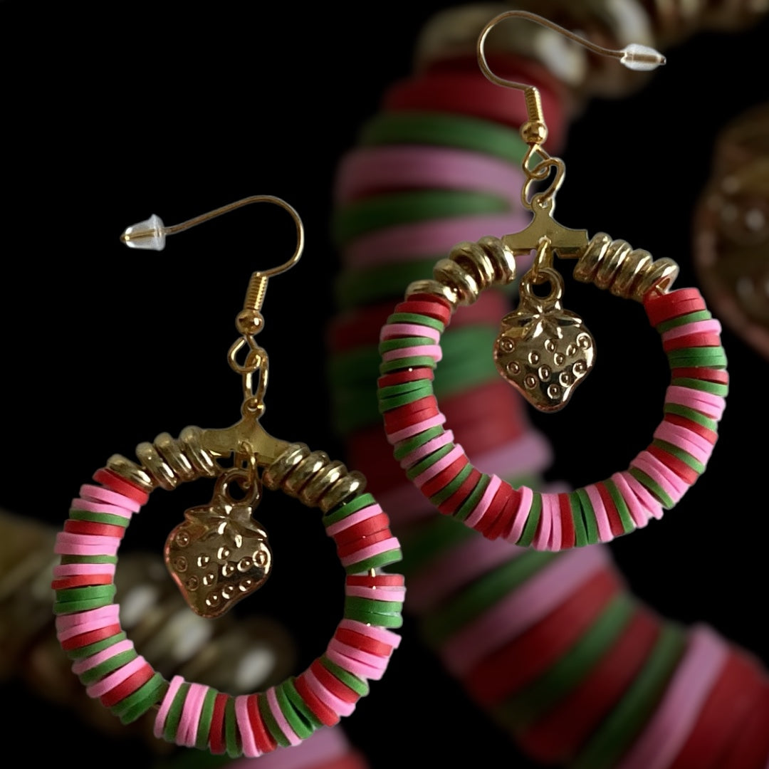 Strawberry Gold Shine - Hoop Earrings