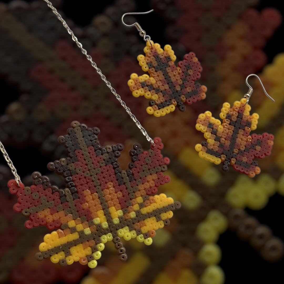 Autumn Leaf - Fuse Bead Necklace