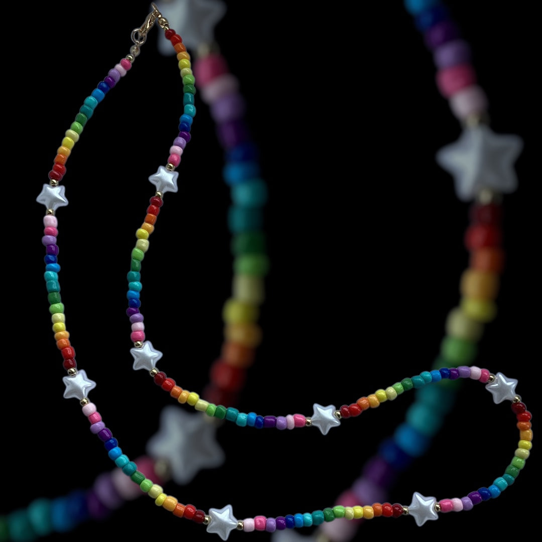 Rainbow Star Beaded Necklace
