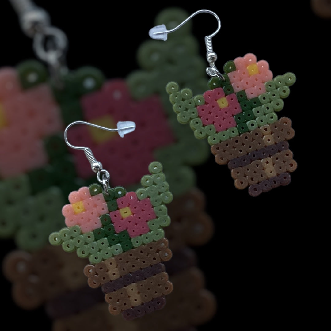 PIXEL FLOWER POT EARRINGS