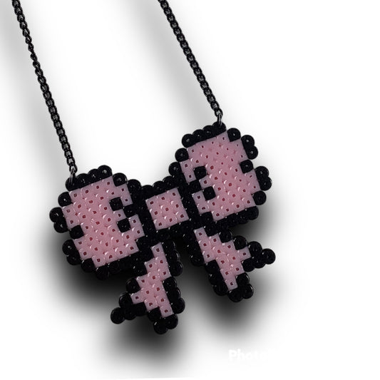 PIXEL BOW NECKLACE- PINK