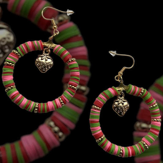 STRAWBERRY HOOP EARRINGS- Gold