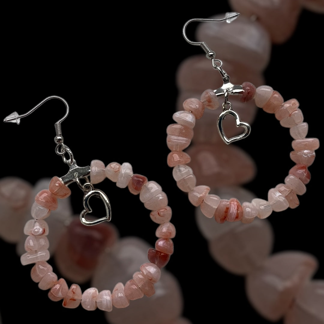 ROSE CHIP STONE EFFECT HOOP EARRINGS