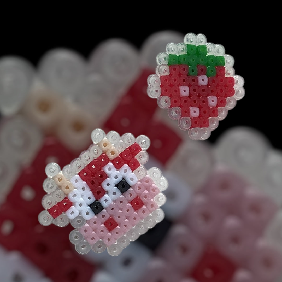 PIXEL STRAWBERRY COW PIN BADGE SET