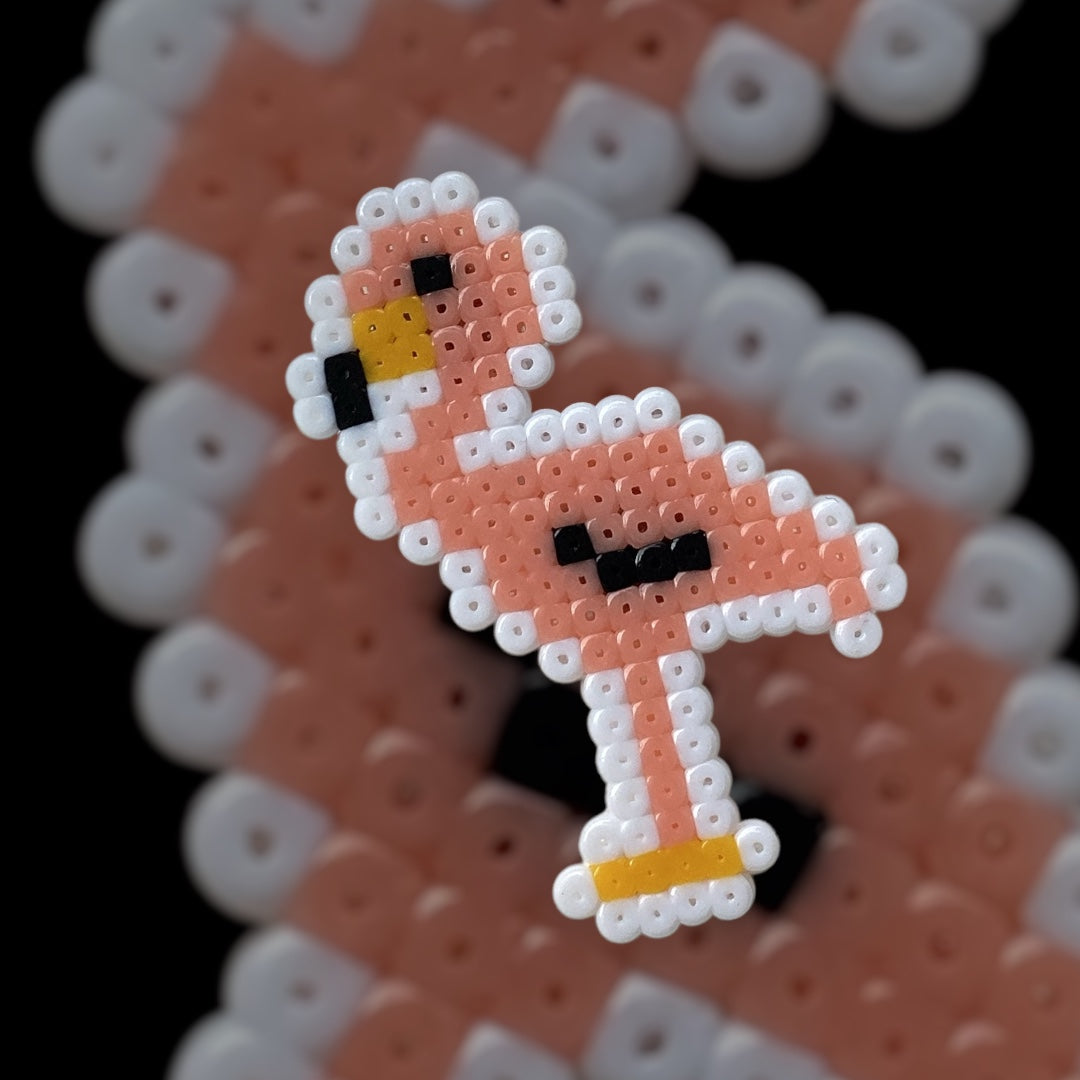 PIXEL FLAMINGO PIN BADGE