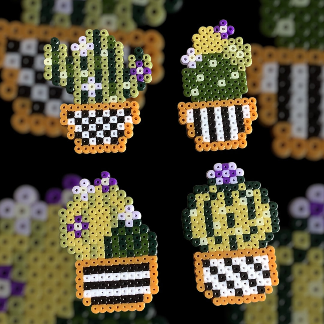 PIXEL CACTUS PIN BADGES - PURPLE