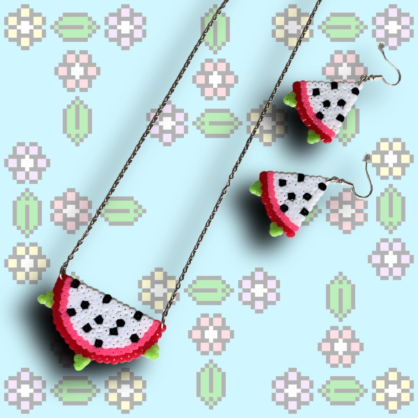 PIXEL DRAGON FRUIT EARRINGS