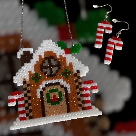 PIXEL GINGERBREAD HOUSE NECKLACE