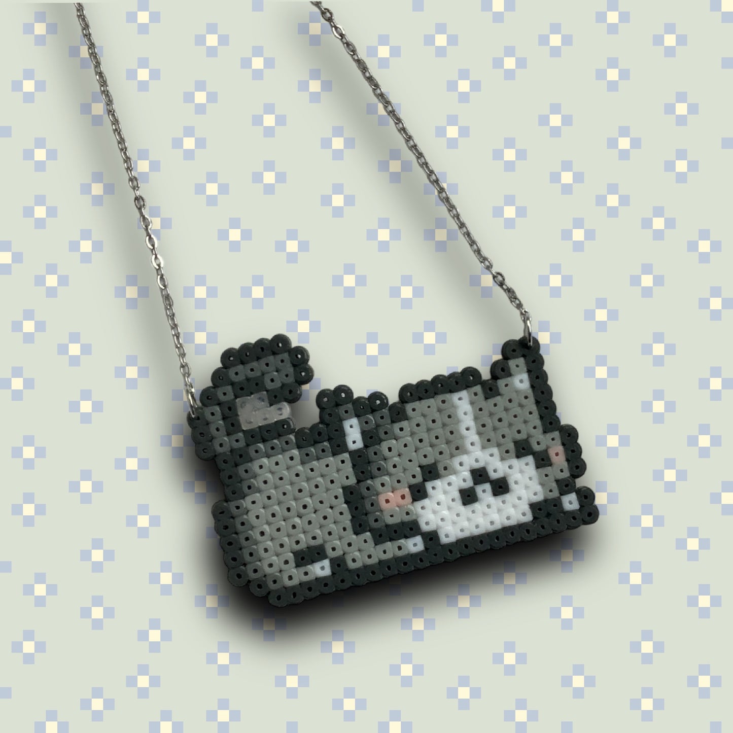 PIXEL GREY CAT NECKLACE