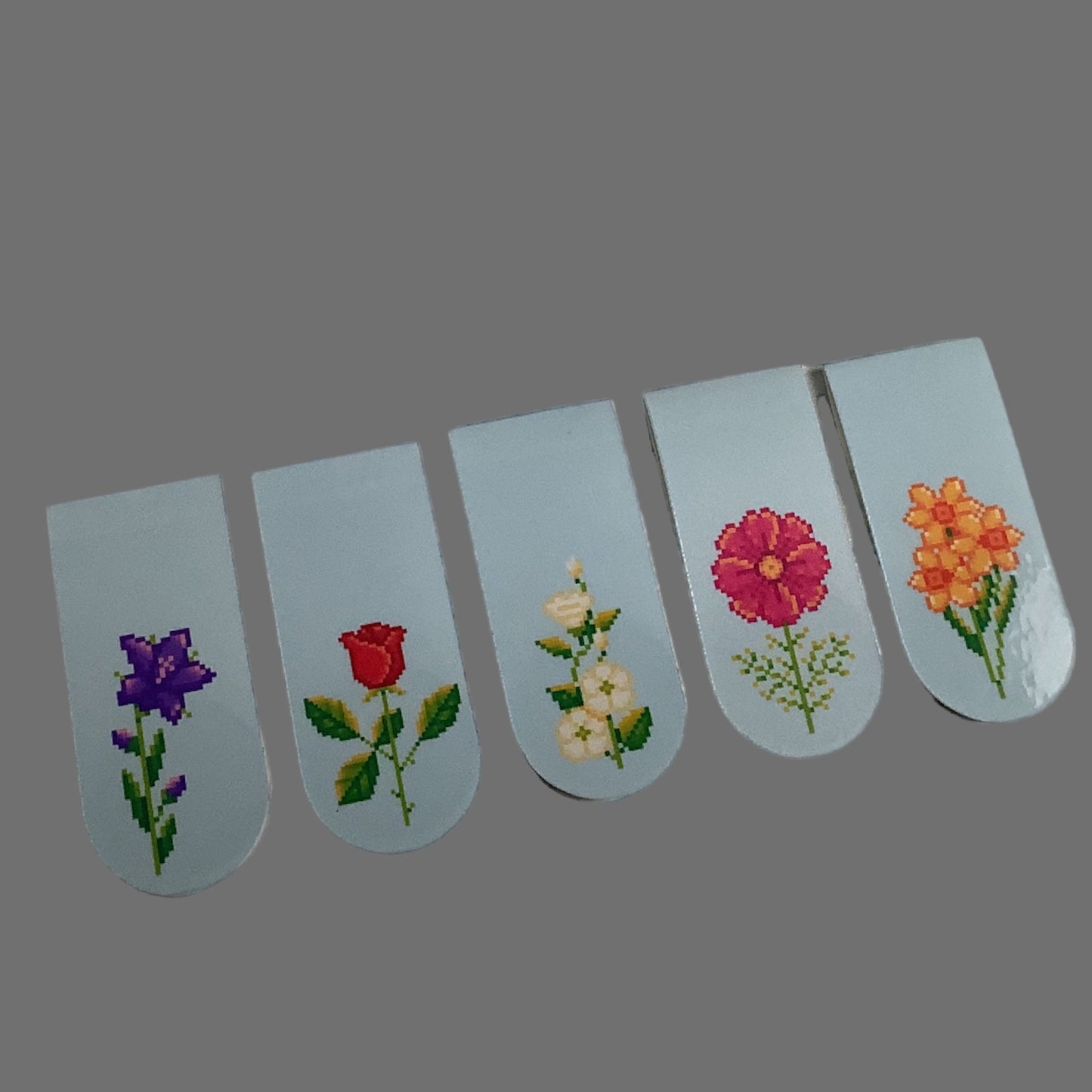 PIXEL MAGNETIC BOOKMARKS - SET OF 5 FLOWERS