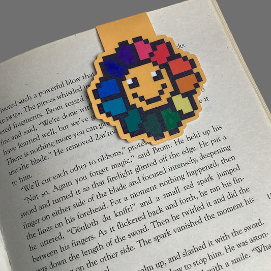 PIXEL MAGNETIC BOOKMARK - RAINBOW FLOWER