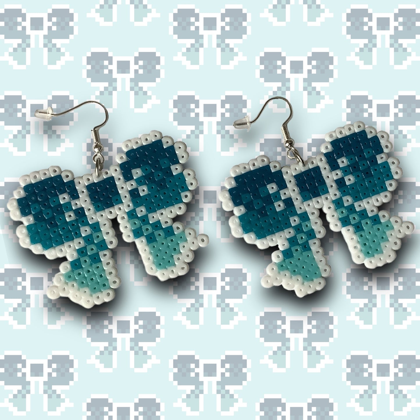 PIXEL BOW EARRINGS - BLUE