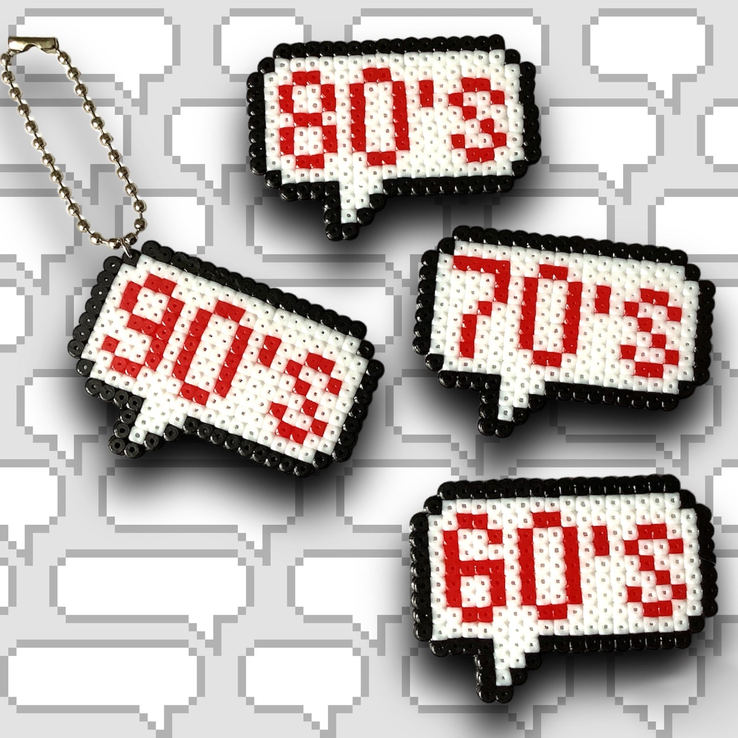 PIXEL DECADE SPEECH BUBBLE KEYCHAIN