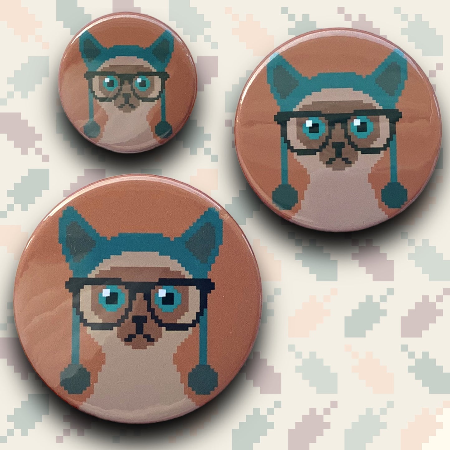 PIXEL BADGES - NERD CAT