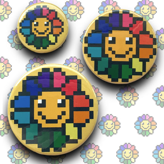 PIXEL BADGES - RAINBOW FLOWER FACE