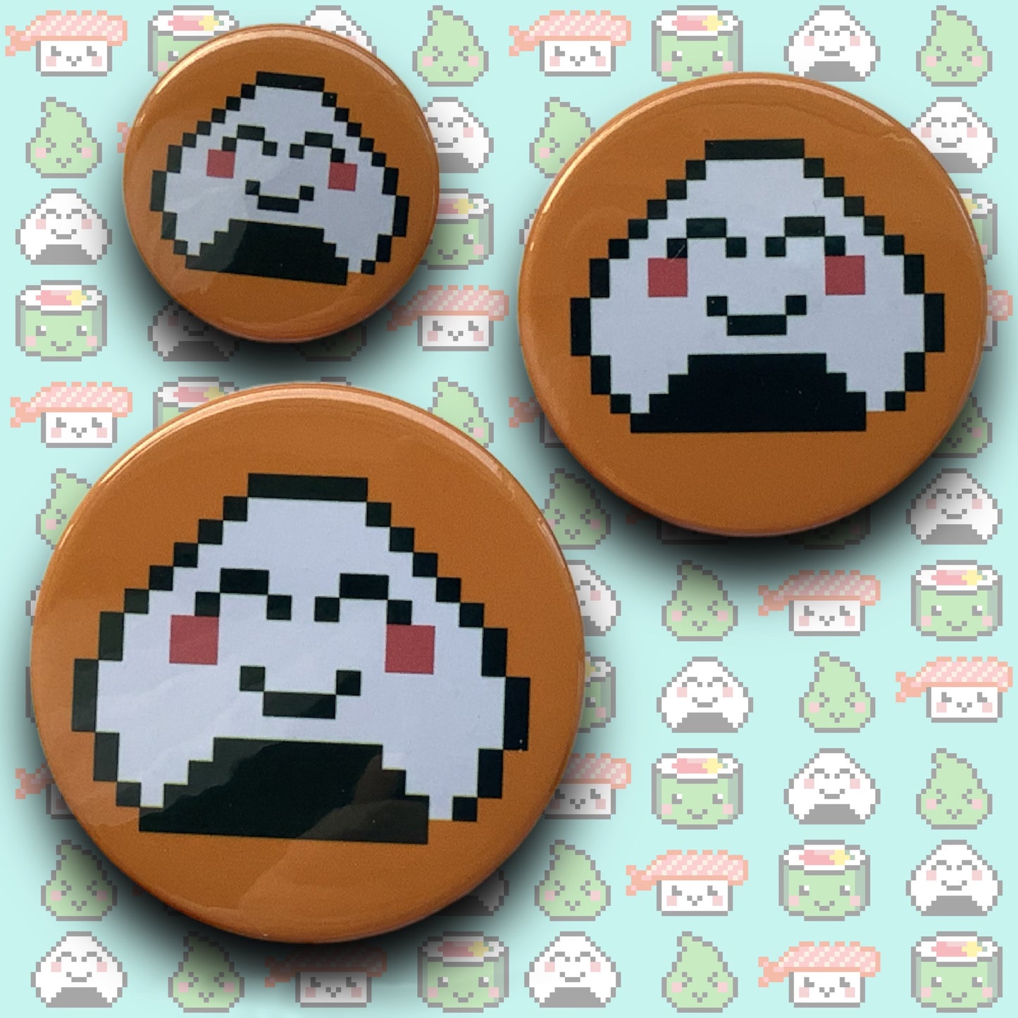 PIXEL BADGES - KAWAII SUSHI ONIGIRI