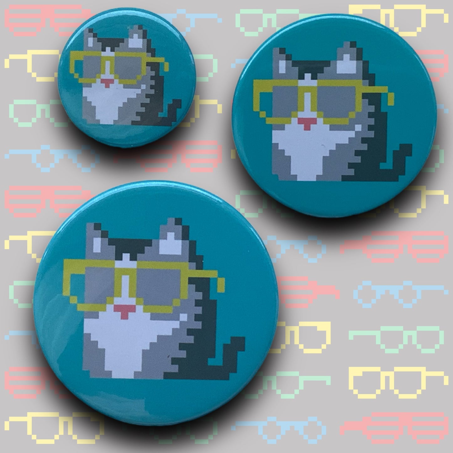 PIXEL BADGES - COOL CAT YELLOW