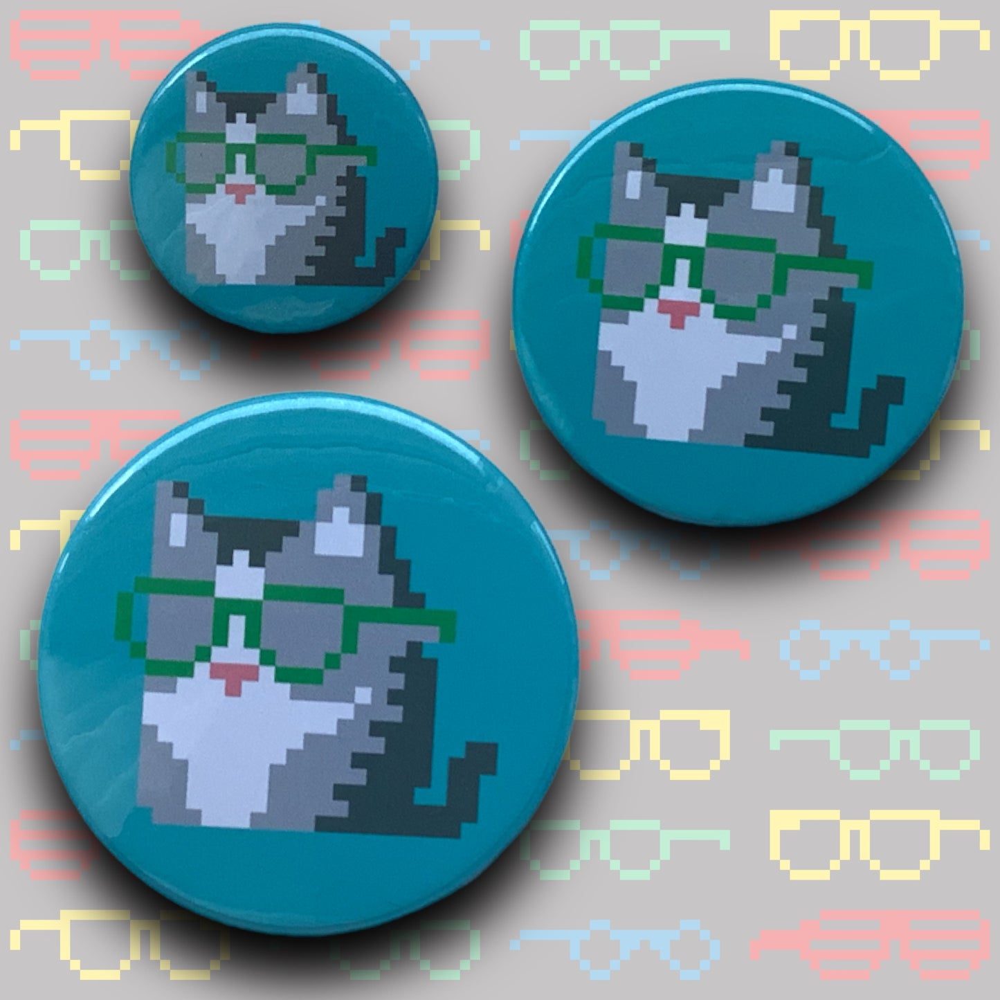 PIXEL BADGES - COOL CAT GREEN