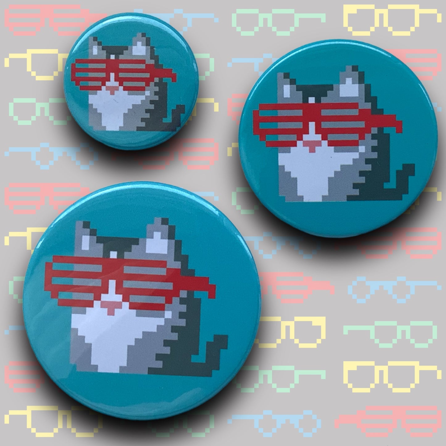 PIXEL BADGES - COOL CAT RED