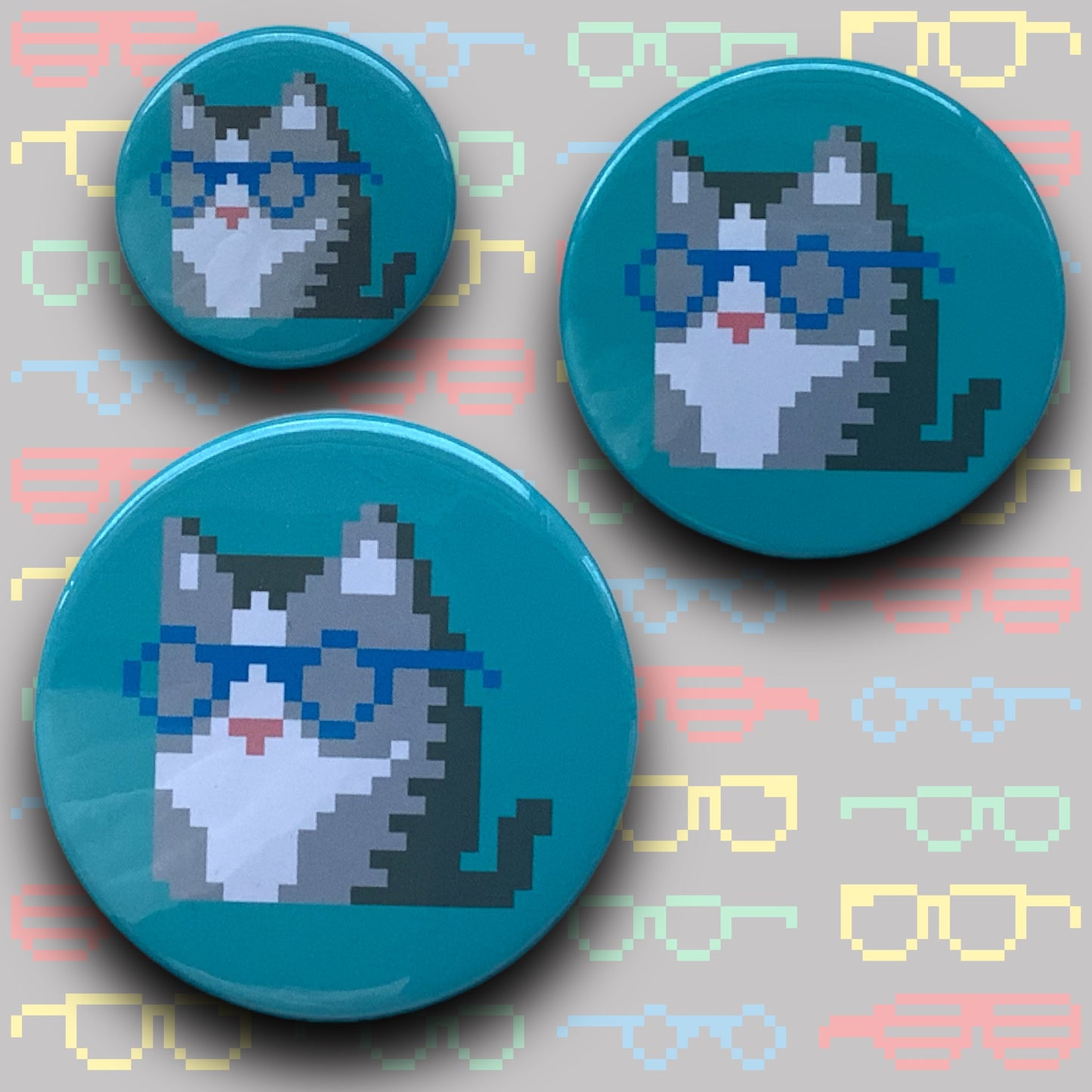 PIXEL BADGES - COOL CAT BLUE