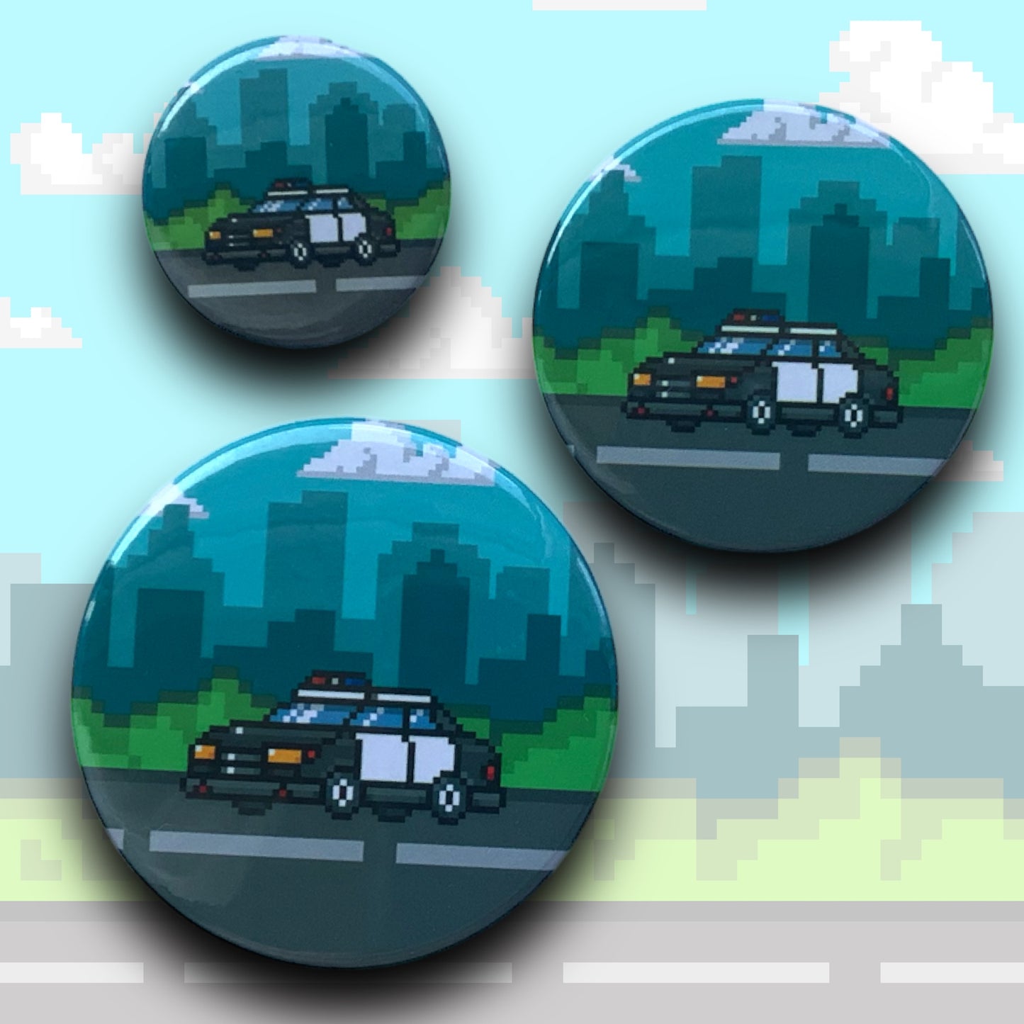 PIXEL BADGES - EMERGENCY VEHICLE POLICE CAR