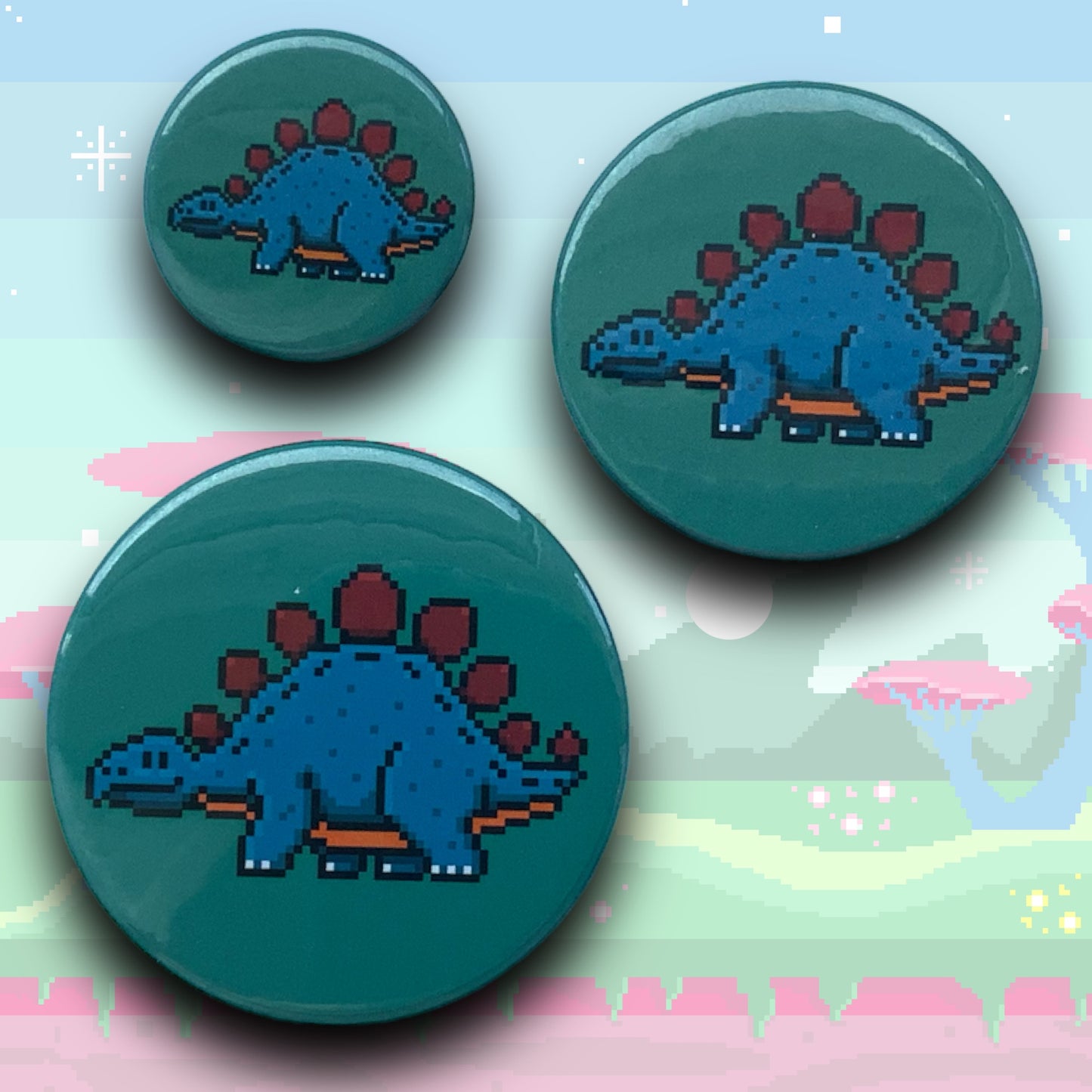 PIXEL BADGES - DINOSAUR STEGOSAURUS