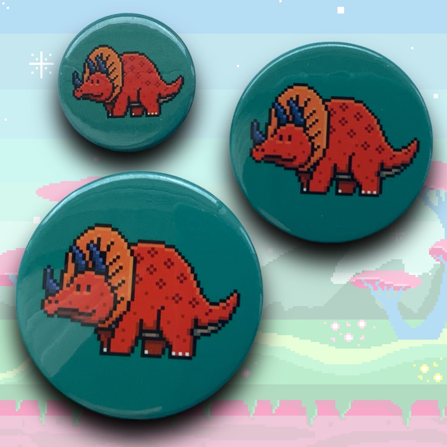 PIXEL BADGES - DINOSAUR TRICERATOPS