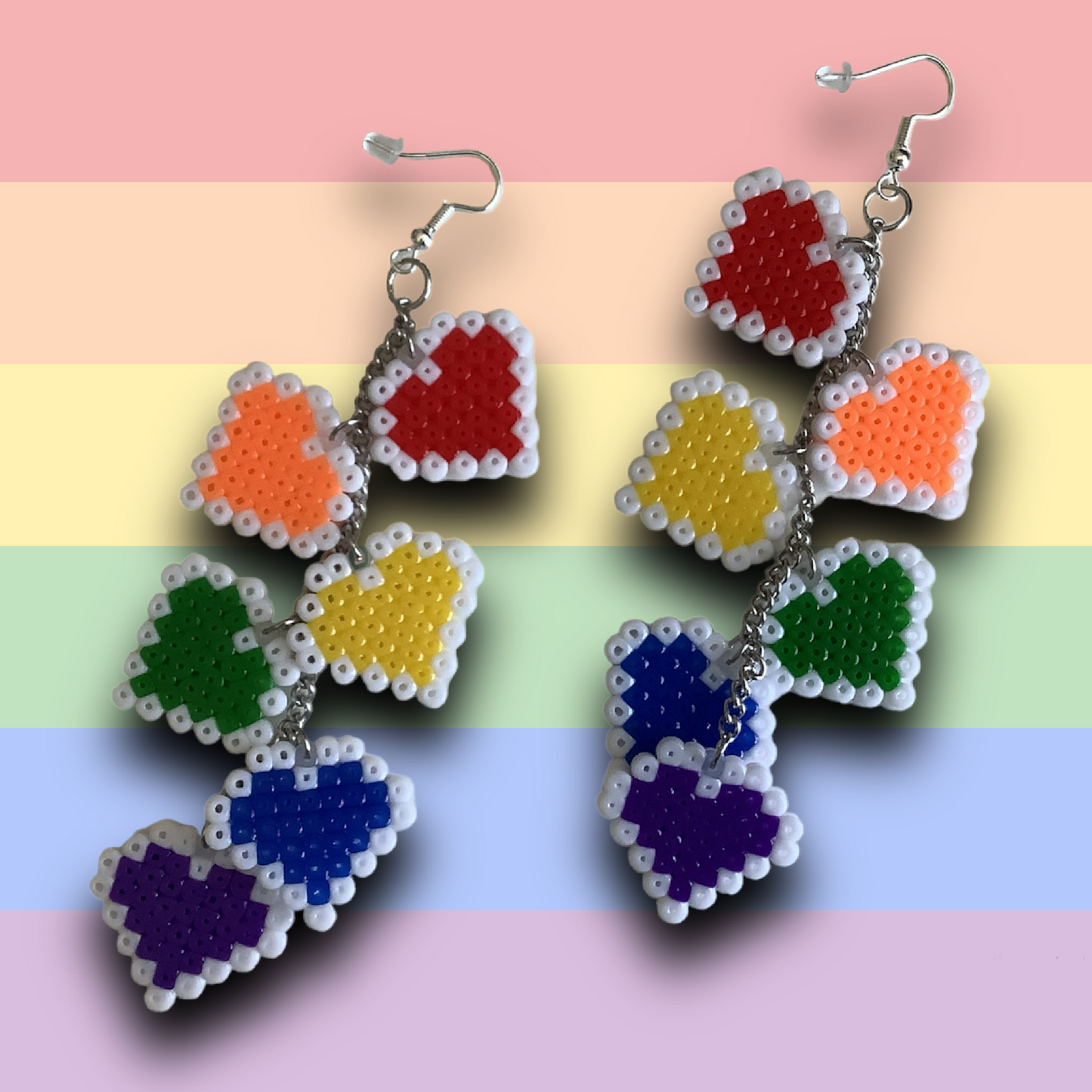 PIXEL PRIDE HEART CHARM EARRINGS