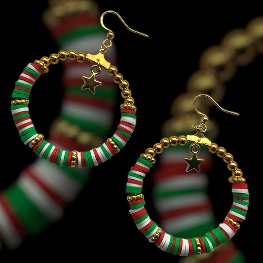 FESTIVE COLOURS HOOP EARRINGS - RGW/GOL