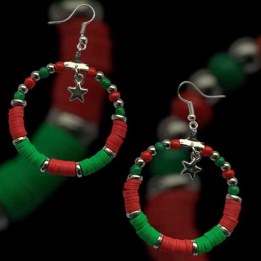 FESTIVE COLOURS HOOP EARRINGS - RG/SIL