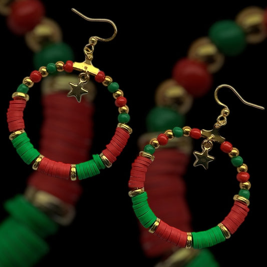 FESTIVE COLOURS HOOP EARRINGS - RG/GOL