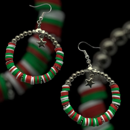 FESTIVE COLOURS HOOP EARRINGS - RGW/SIL