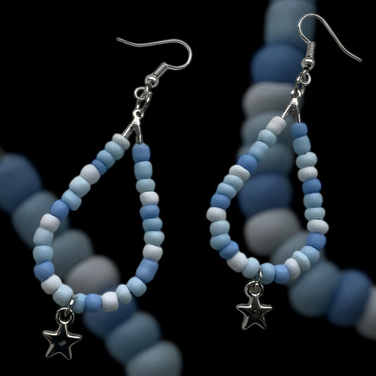 HOOP TEARDROP EARRINGS- FROSTED BLUE