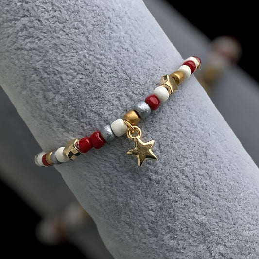 RED AND GOLD FESTIVE STAR BRACELET