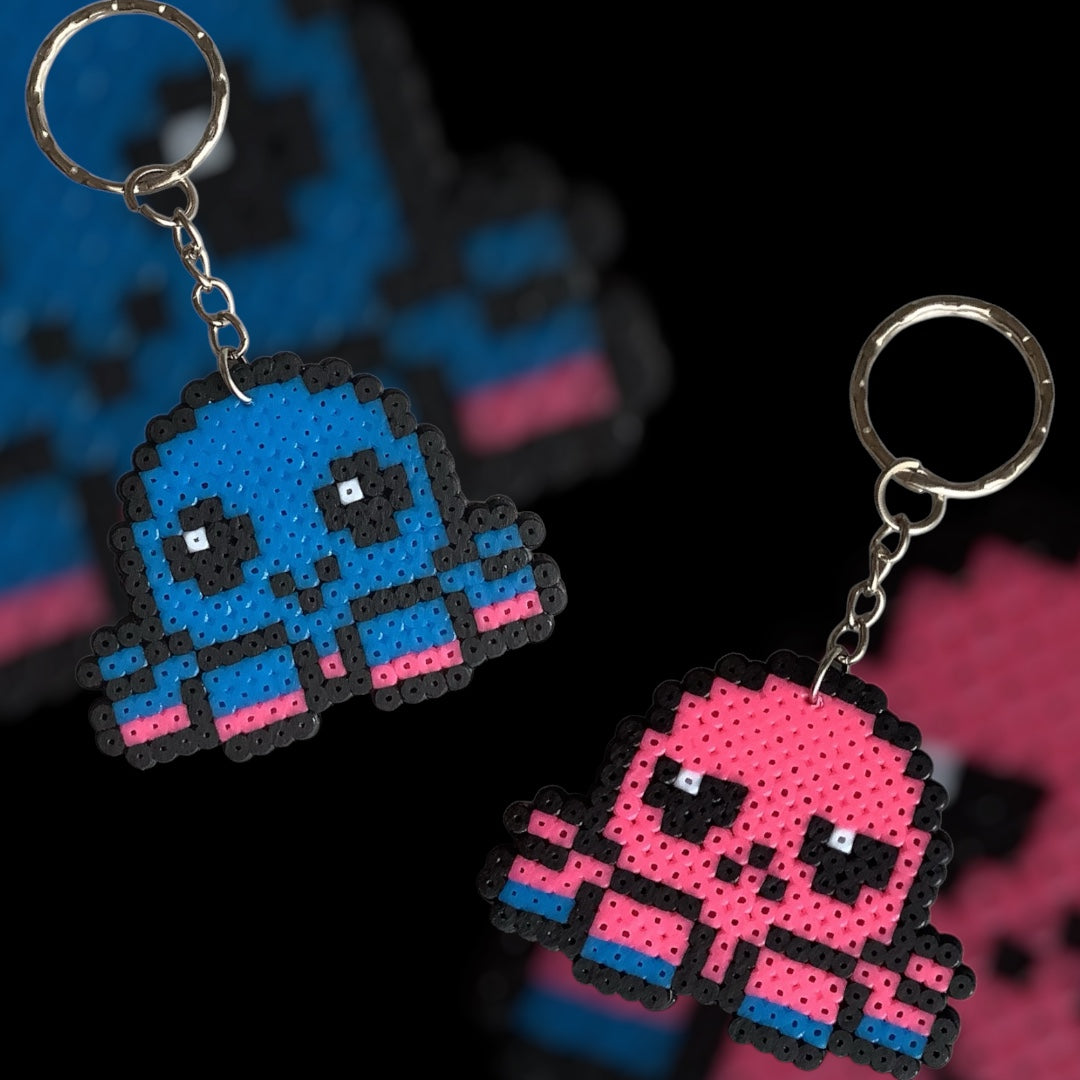 PIXEL DOUBLE SIDED OCTOPUS KEYCHAIN