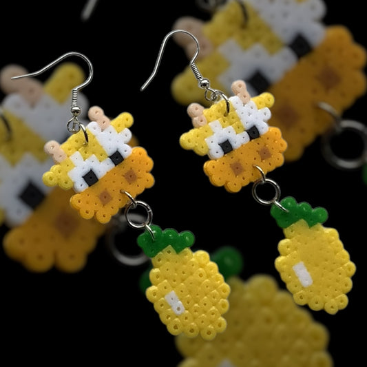 PIXEL FRUITY COW EARRINGS -  YELLOW LEMON