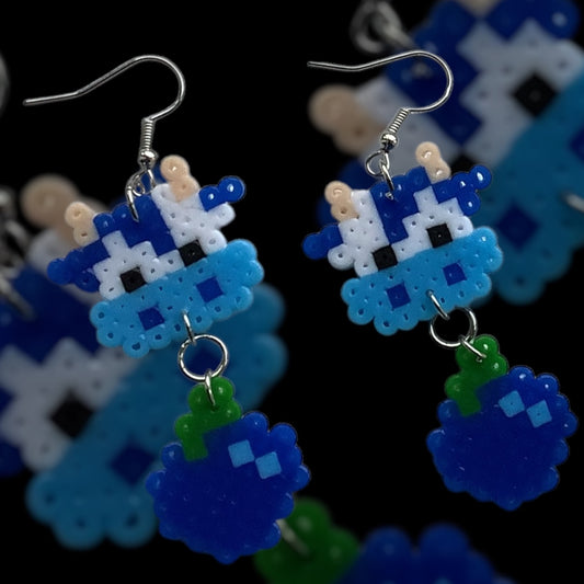 PIXEL FRUITY COW EARRINGS -  BLUE BLUEBERRY