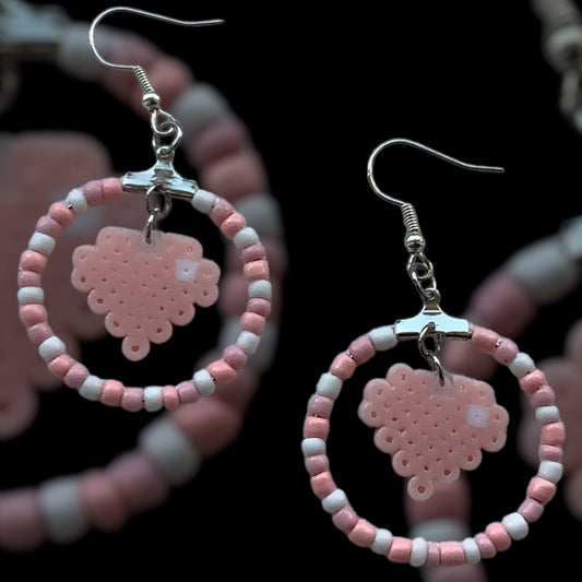 PIXEL PASTEL HEART HOOP EARRINGS