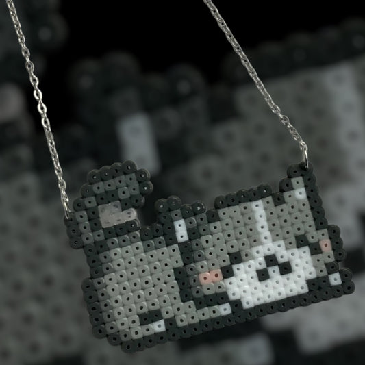 PIXEL GREY CAT NECKLACE