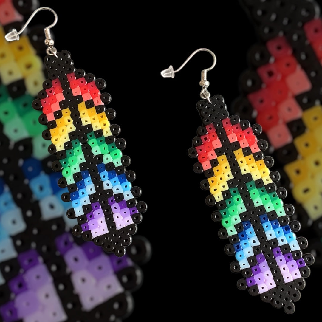 PIXEL FEATHER EARRINGS - RAINBOW