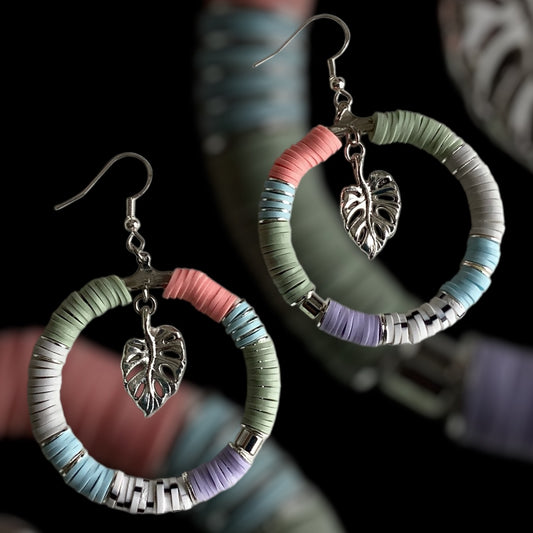 Pastel beaded hoop earrings with silver hoops

Handmade lavender, mint, and coral earrings

Spring-inspired lightweight hoop earrings

Matching earrings to Spring Whisper bracelet