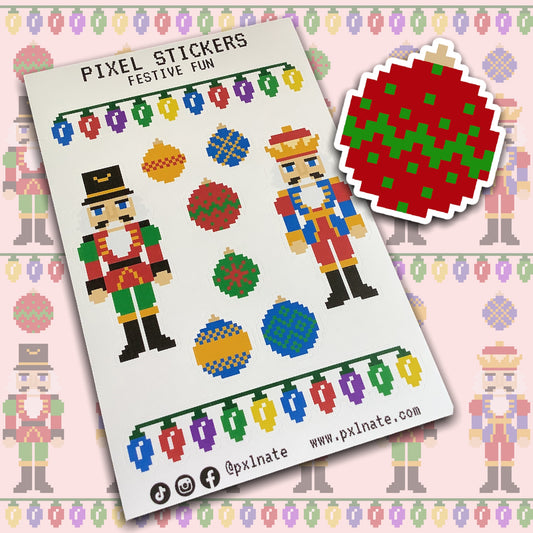 PIXEL FESTIVE FUN STICKER SHEET