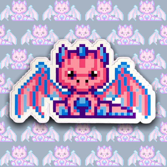 PIXEL PINK DRGON STICKER