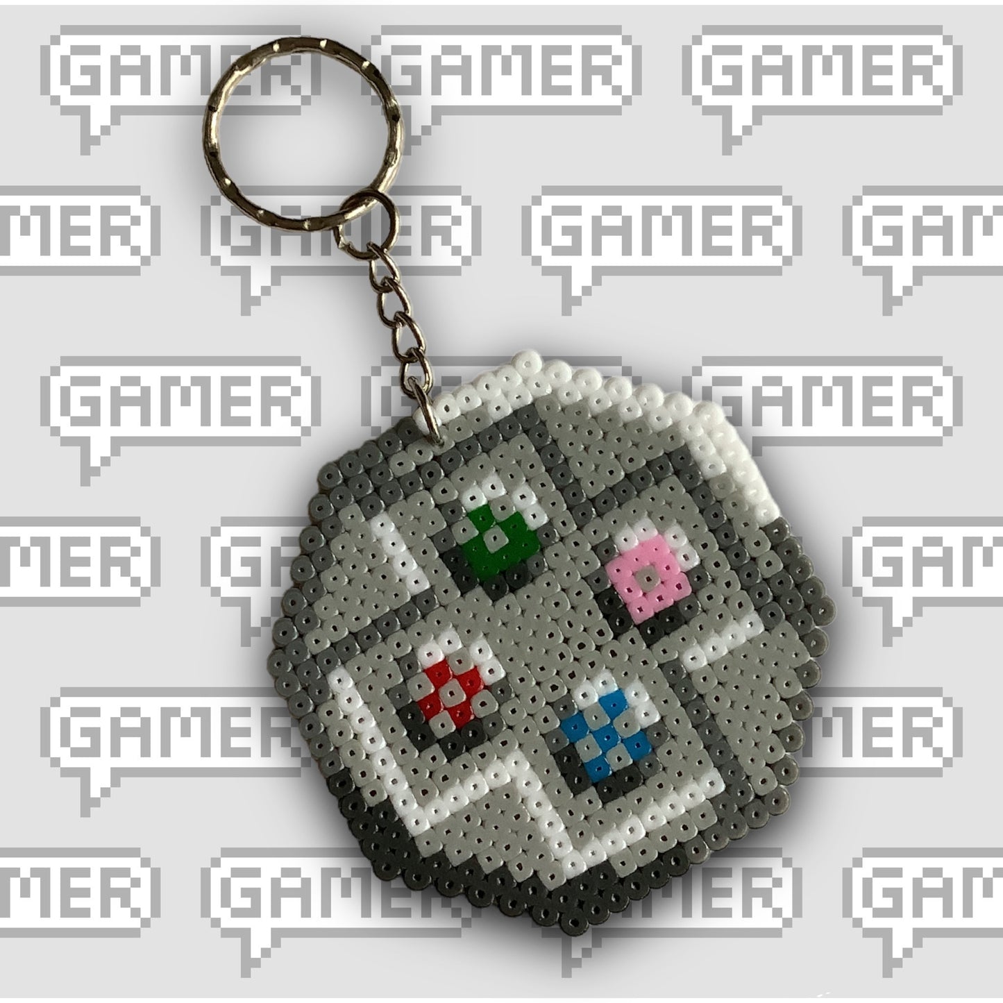 PIXEL GAMER BUTTON KEYCHAIN