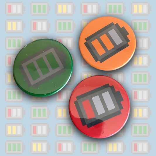 PIXEL BADGES - SET OF 3 BATTERY LEVELS