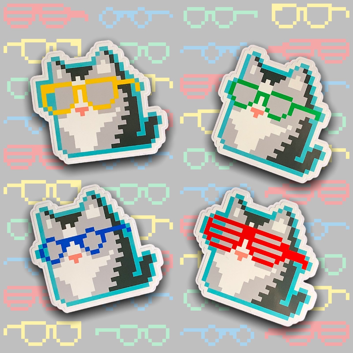 PIXEL COOL CAT STICKER PACK