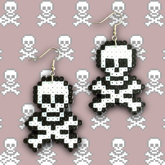 PIXEL SKULL AND CROSSBONES EARRINGS