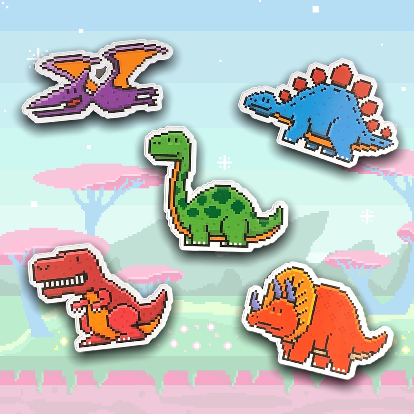 PIXEL DINOSAURS STICKER PACK