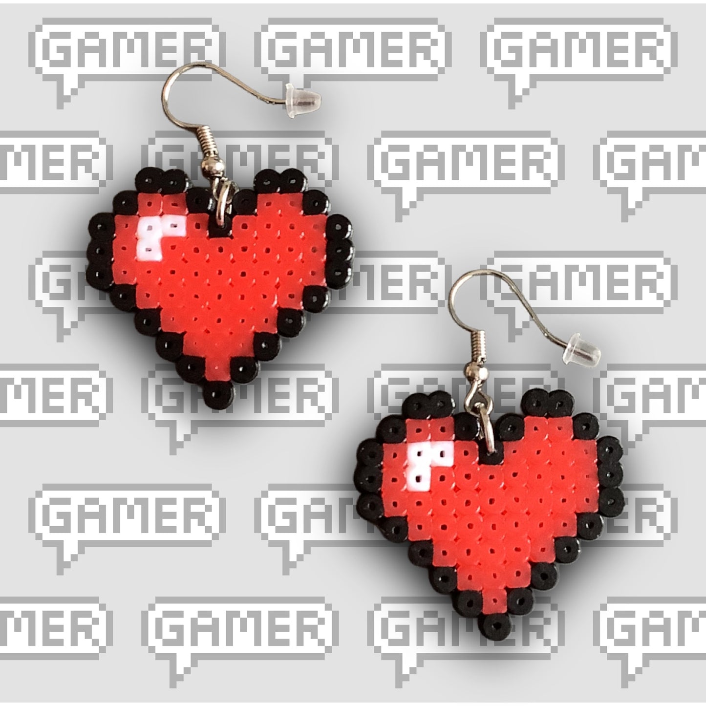 PIXEL GAMER HEART EARRINGS