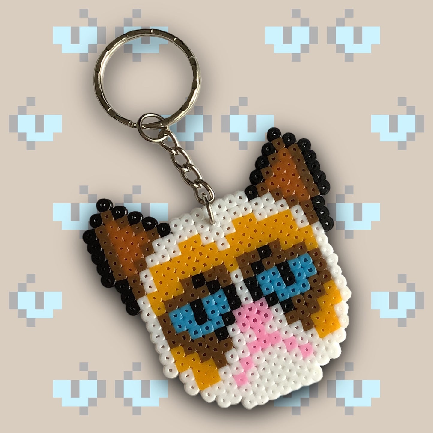 PIXEL GRUMPY CAT KEYCHAIN